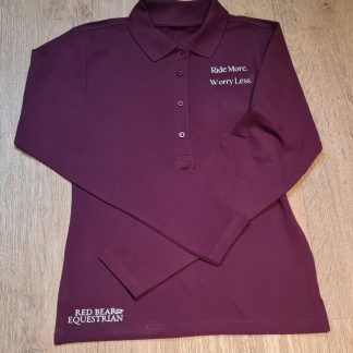 burgundy polo shirt